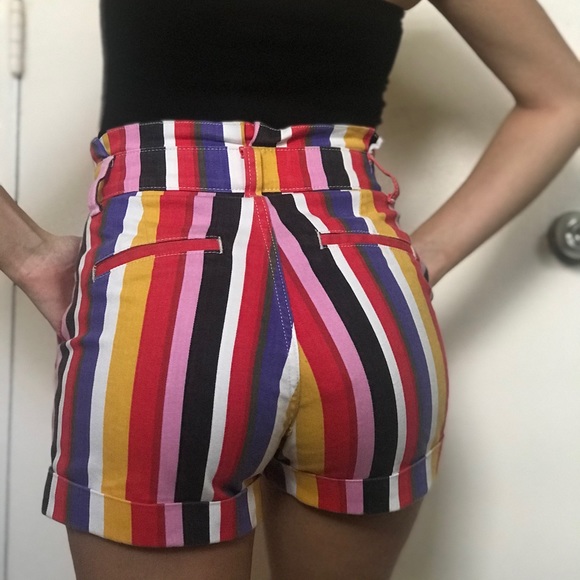 Express High Waisted Multi-Colored Striped Shorts - Picture 5 of 5